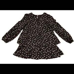 Free People Black, White, Red Boho Feminine Floral Dress SP